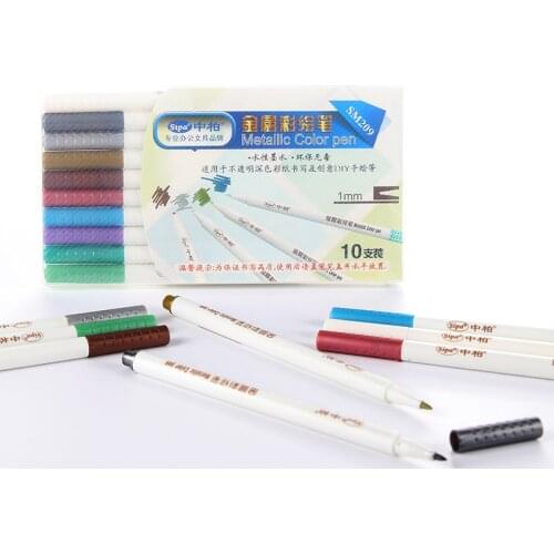 10 pcs/lot kawaii Metal pearl watercolor soft paint pen color marker card diy Decoration pens Painting graffiti Stationery pen