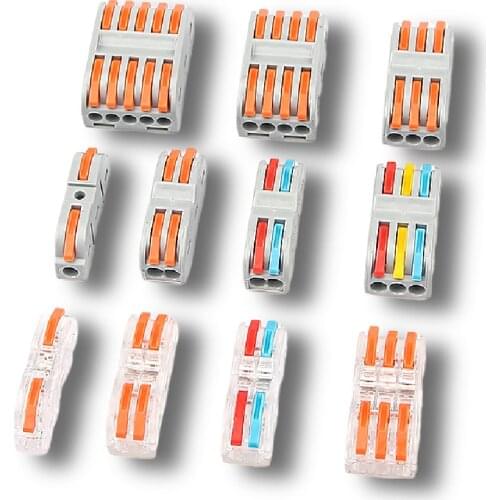 Mini Fast Cable Connector Terminal Block 222 Universal Compact Push In Spring Splicing Plastic Wire Conductor 10PCS