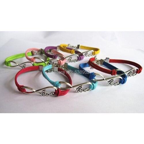 20pcs/lot( Mixed 11 Colors)fashion bracelet infinite owl crossThe hungry bird anchor love leather Bracelet Wholesale