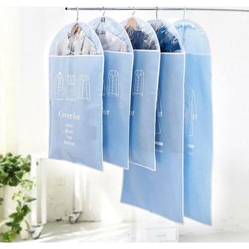 5pcs/set Clothing Covers Clear Suit Bag Moth Proof Garment Bags Breathable Zipper Dust Cover Storage Bags for Suit Dance Clothes
