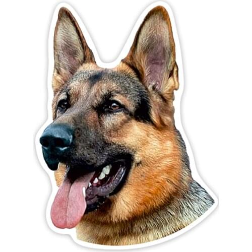 A0196# 13 cm/17 cm Self-adhesive Young German Shepherd Decal Car Sticker Waterproof Auto Decors on Bumper Rear Window Laptop