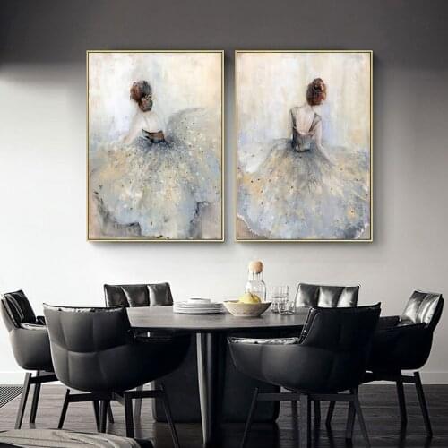 Abstract Wall Art Paintings Girl Wears Wedding Dress Nordic Canvas Posters Prints for Living Room Bedroom Corridor Decoration