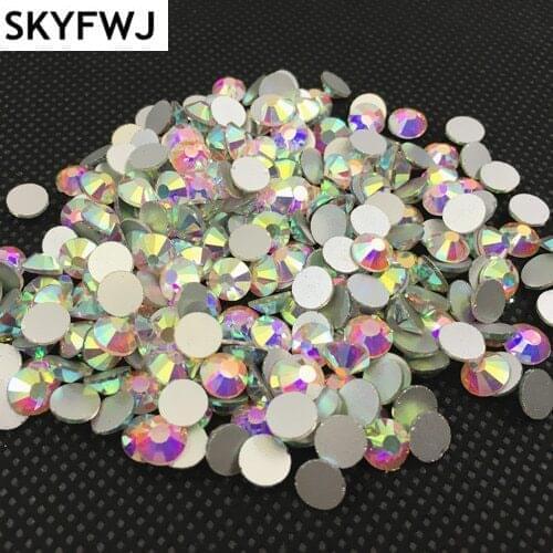 Glitter Rhinestones Crystal AB ss3-ss40 DMC Non Hot Fix FlatBack Strass Sewing & Fabric Garment Rhinestone Nail Art Stone