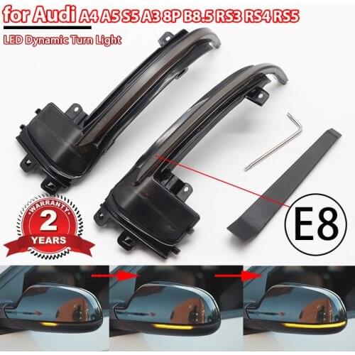 For Audi A4 A5 S5 A3 8P B8.5 RS3 RS4 RS5 Black Cover Dynamic Blinker LED Turn Signal Light Side Mirror Indicator Sequential