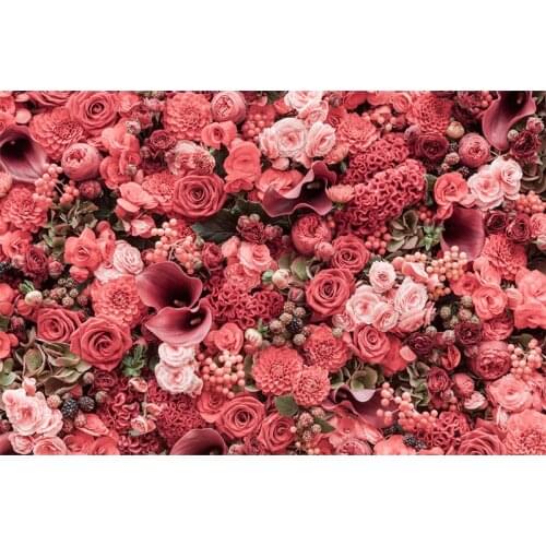 HUAYI Red Blooming Flower Wall Backdrops For Bridal Shower And Reception Wedding Background Dessert Table Decor Vibrant LW-1076