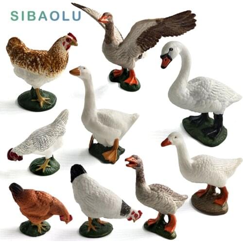 Simulation Swan Chicken Hens Duck Goose Geese Farm animal model figurines toy miniature garden home decoration accessories Decor