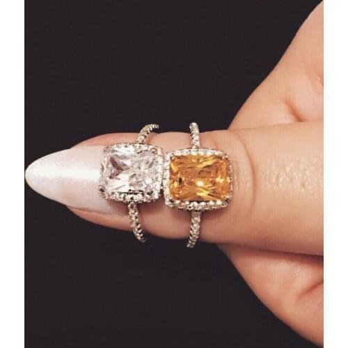 Classic 925 Sterling Silver 4ct Created Diamond Wedding Engagement Cocktail white topaz Gemstone Rings for Women Jewelry