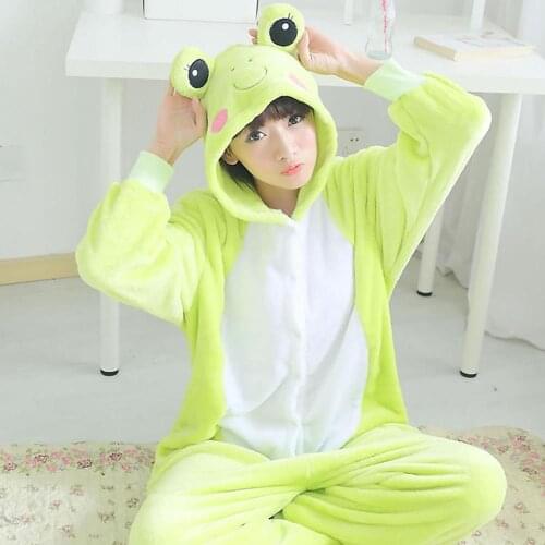 Halloween Costume Anime Cosplay Kigurumi Adult Frog Onesies Jumpsuit Warm Hooded Pajamas For Women Men