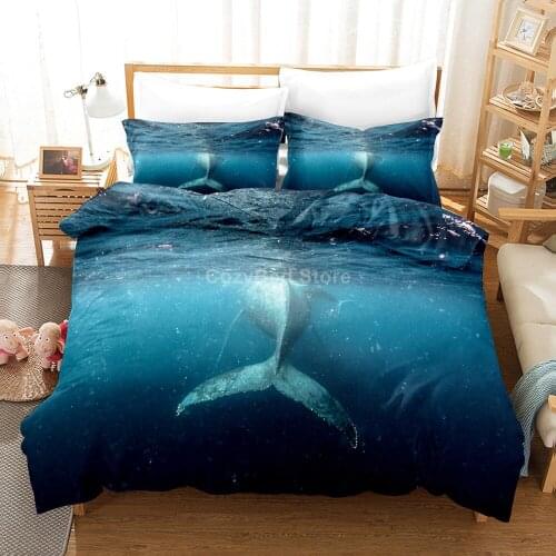 Sea Animal Whale Bedding Set Dolphin 3d Duvet Cover Sets Comforter Bed Linen Twin Queen King Single Size Fashion Luxury Penguin
