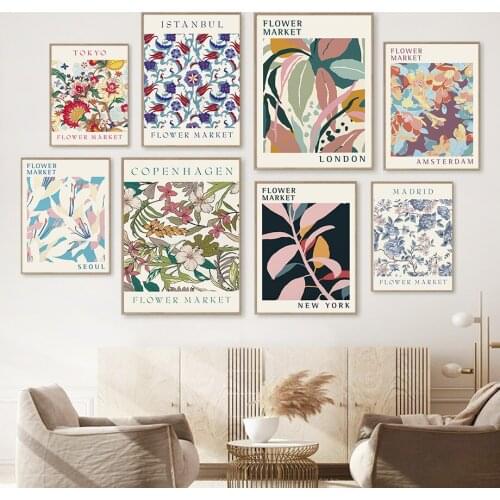 Colorful Flower Market Tokyo Paris Wall Art Canvas Painting Nordic Posters And Prints Wall Pictures For Living Room Decoration