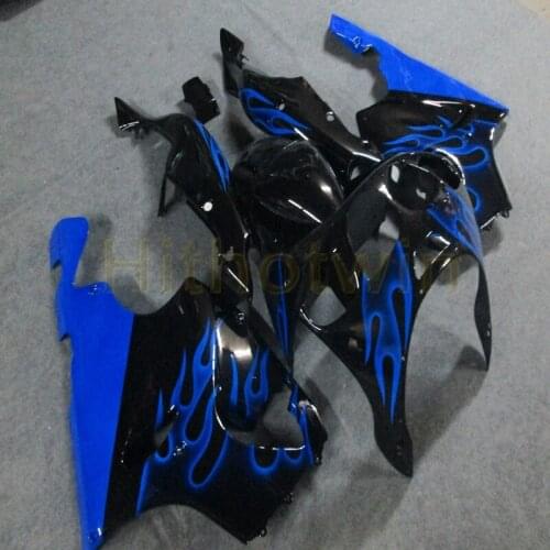 Motorcycle Full fairing kits for ZX7R 1996 1997 1998 1999 2000 2001 2002 2003 fairing body kit Screws blue flames ABS Bodywork