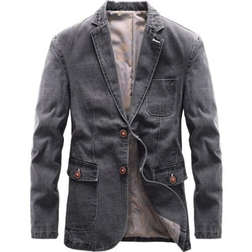 Mens Casual Suits 2020 New Fashion Men Thin Denim Suits Autumn Spring Slim Fit Pockets Cowboy Jackets Male MT045