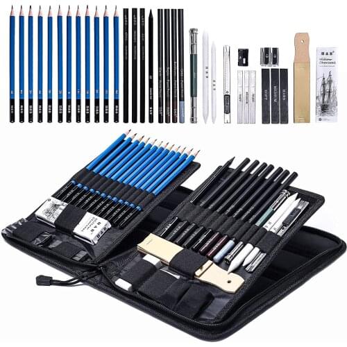 Sketching Pencils Set, 40-Piece Drawing Pencils and Sketch Kit, Complete Artist Kit Includes Graphite Pencils, Pastel Pencils