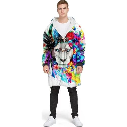 2020 New hoodie cloak Hoodeis Pure Cotton Men Pattern Printed Unisex Winter Cotton Long Sleeve Multicolor Casual Coat Dropship