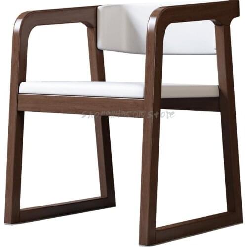 Solid Wood Dining Chair Home Designer Chair Backrest Office Tea Restaurant Seat Light Luxury Armchair