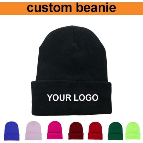Wholesale beanie customized with own logo hat embroidery logo make your design kids and adult custom winter hat with your logo