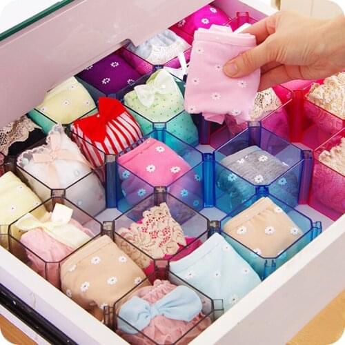 1PC Transparent Plastic Underwear Sock Toy Organizer Drawer Clapboard Divider Space Saver Storage Box Display Composable DIY
