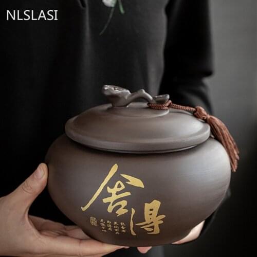 Handmade Purple Clay Tea Caddy Candy Storage Nut Grain Moisture-proof Jar With lid Spice Container Box Kitchen Accessories