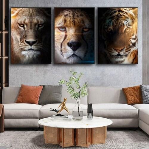Lion Tiger Poster African Animals Large Canvas Print Paintings Abstract Pictures Wall Art for Living Room Bedroom Fashion Decor