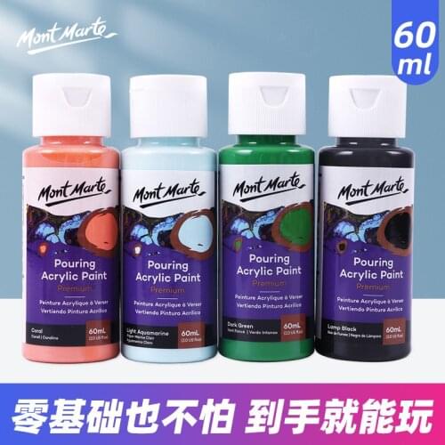 Premium Pre-mixed Acrylic Pouring Paint Set,4*60ml 120ml Bottles for Surfaces Stretched Canvas, Wood, MDF and Air Drying Clay