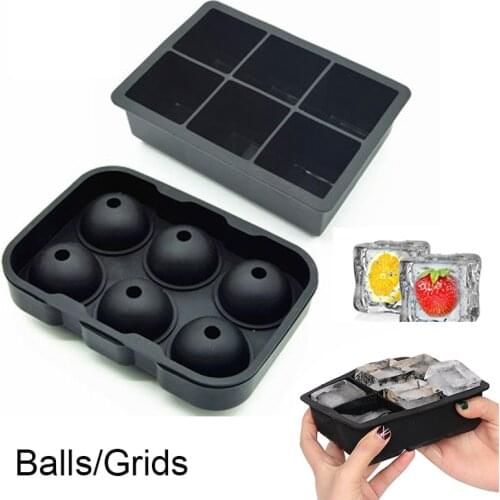 Silicone Ice Cube Mold Black 6 Balls/Grids Ice Mould Tray Candy Ice-cream Dessert Ice Maker Kitchen Tools Bar Supplies