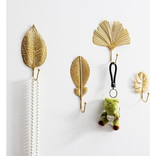 Nordic Wall Hooks Leaves Shape Iron No-punch Hanger Coat Key Hook Mutifuctional Wall Hanger Rack Home Organization For Tower