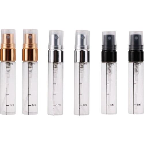 5ML Glass Perfume Bottle Mist Spray Bottle Atomizador Perfume Cosmetic Astringent Refillable Perfume Bottle with Scale 50pcs
