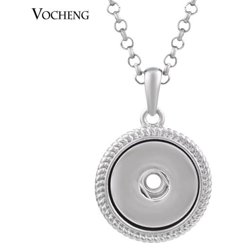 Vocheng 18mm Metal Snap Button Pendant Necklace DIY Jewelry with Stainless Steel Chain NN-287 Vocheng Jewelry