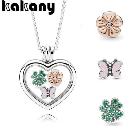 Kakany High-quality Spring 2019 New Small Memory Four-leaf Clover And Pink Butterfly Original Female Charm Jewelry Box Necklace