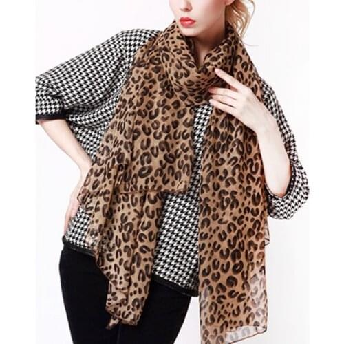 1PC Sexy Women Long Chiffon Scarves Leopard Print Shawl Scarf Wrap All-match Lady Soft Scarf Ladies Stole Scarves Stylish Shawl