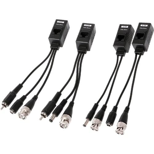 1 Pair BNC To RJ45 Passive Video Power + Audio Balun Transceiver For CCTV Camera