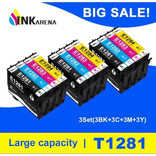 12 Pcs T1281 T1282 T1283 T1284 Compatible Ink cartridge for EPSON Stylus S22 SX130 SX125 SX235W SX435W SX425W Printers BK C M Y