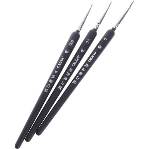 3Pcs 0/ 00/ 000 Gouache Watercolour Sketch Lines Pens Miniature Paint Wolf Hair Brush Professional Paint Smooth Brushes Art New