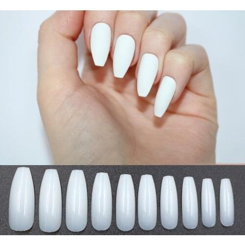 500PCS Long Ballerina Half Nail Tip Clear Coffin False Nails 10size ABS Artificial DIY False Fake UV Gel Nail Art Tips
