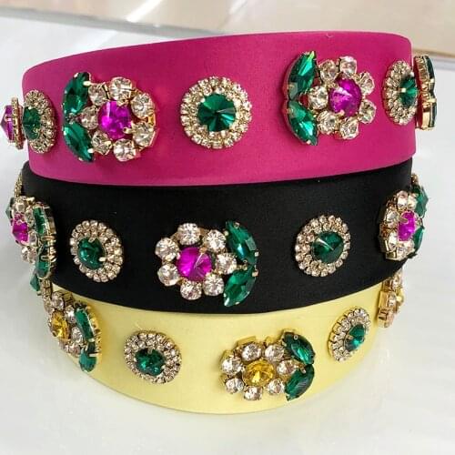 Baroque Vintage Colorful Rhinestone Flower Hairband Headband Hair Accessories