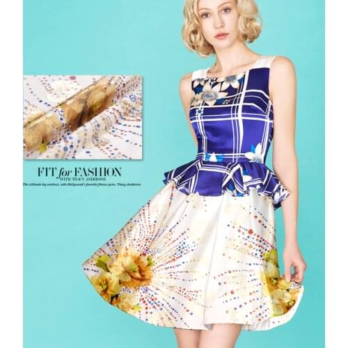 Free shipping! Gold silk dress shirt silk fabrics soft silk fabric wholesale high-grade silk cloth