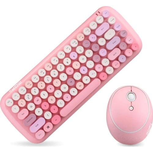 Wireless Keyboard and Mouse Set Mini Cute Retro Punk Girls Laptop Office Bluetooth Keyboard and Mouse Ergonomic Keyboard Laptops