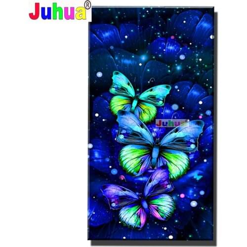 Large Diy diamond embroidery"Blue butterflies"Full Round Square Drill mosaic full drill Animal Fantasy Painting Inspirational Ar
