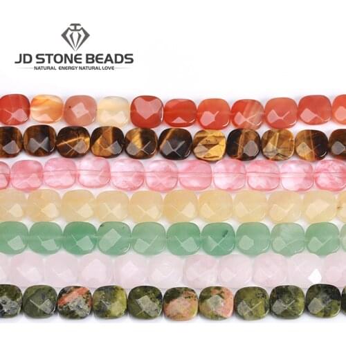 17pcs Natural Agate Faceted Square shape Gemstone 12*5mm Rondelle Crystal Beads Loose Spacer Round Beads for Jewelry Making