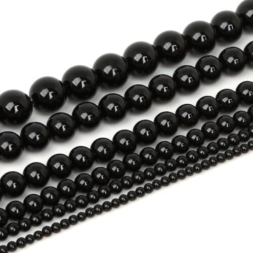 3 4 6 8 10 12mm Natural Stone Beads Black Agates Onyx Round Loose Spacer Beads For Jewelry Making DIY Bracelet Necklace