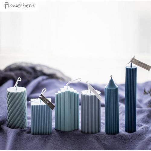DIY Cylindrical Wax Scented Acrylic Candle Mold Creative Vertical Pattern Threaded Candle Mold Candle Making Plaster Mold