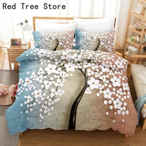 Bedding Set Modern Chinese Style Printed Duvet Cover Watercolor Art Flower Painting Bedclothes Queen King Size Bed Set Dropship
