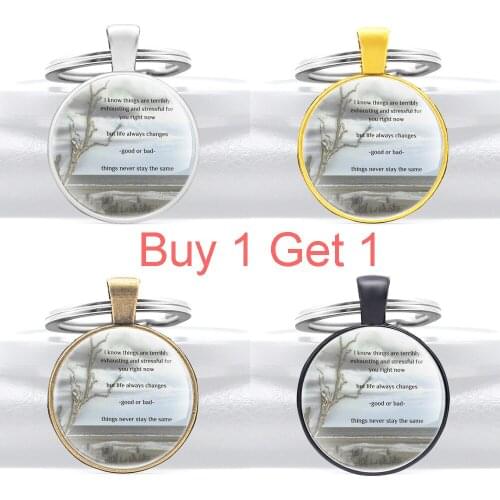 Buy 1 Get 1 Classic Bible Verse Glass Cabochon Key Chain Christ Men Women Key Rings
