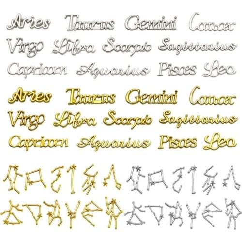 L5YD 48 Pcs/Box Mixed 12 Constellations Alloy Material UV Epoxy Resin Mold Filling Jewelry Making Filler DIY Art Crafts