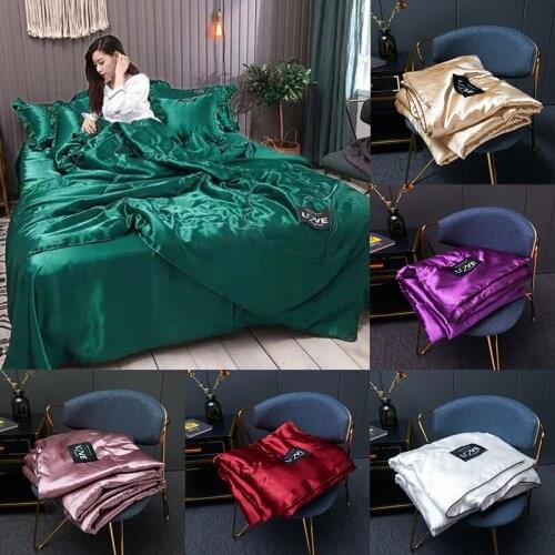 Summer Blanket Ice Silk Quilt Washable Air-conditioning Thin Quilt Comfortable and Cool Naked Sleeping Cover Single Double Quilt
