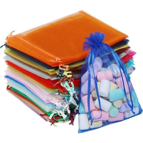 13x18cm Drawstring Organza Bags Jewelry Packaging Bag Makeup Holiday Decoration Gift Pouch Christmas Candy Chocolate Pouches