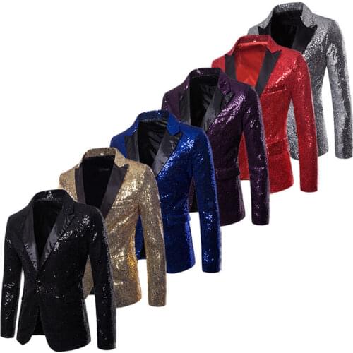 Men Blazer Sequin Stage Performer Formal Host Suit Bridegroom Tuxedos Star Suit S-2XL NEW