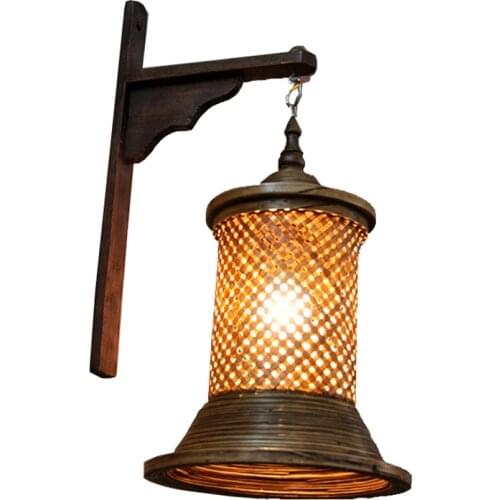 Thailand Southeast Asia Hand-made Wall Lamps Bamboo Lighting Living Room Aisle Corridor Retro Rattan Deco Sconces Wall Lights