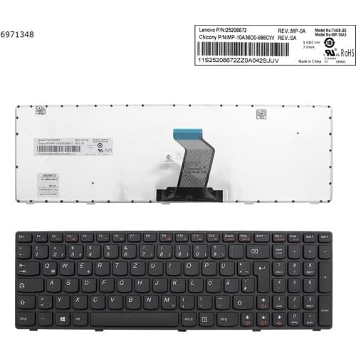 German QWERTZ Layout New Replacement Keyboard for Lenovo Ideapad G580 G585 Z580 Z585 V580 V580C V585 Laptop Black with Frame