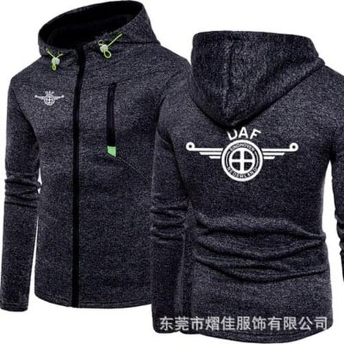 2021 new fashion spring autumn mens DAF car logo sweatershirt long-sleeved hooded casual lapel printed pullover autumn K